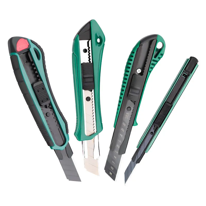 18mm Heavy Duty Snap-Off Utility Knife – 3-Pack Plastic Paper Cutter with 0.5mm Blades, Rubberized Ergonomic Grip for Cardboard & Packaging